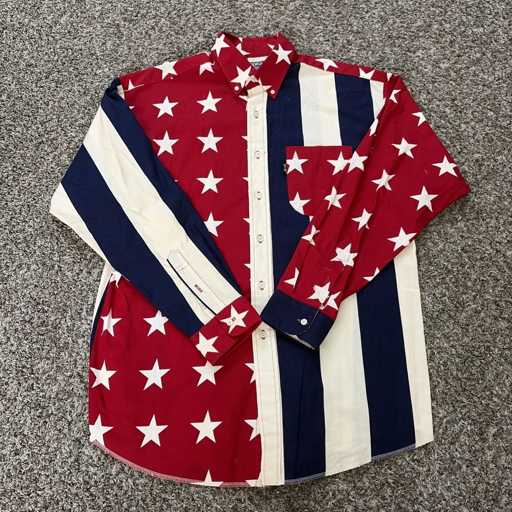 Brooks & Dunn Panhandle Slim American Flag Button Up Men's Large Patriotic Shirt